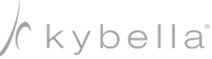 Kybella brand logo for fat reduction treatment